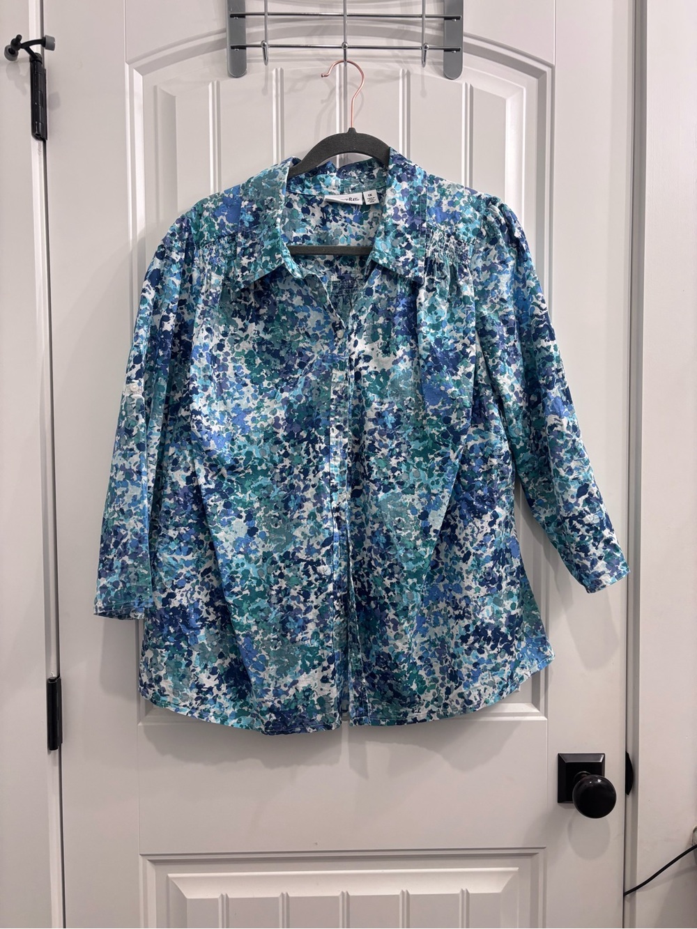 St. John's Bay Blue Floral Button-Front Shirt